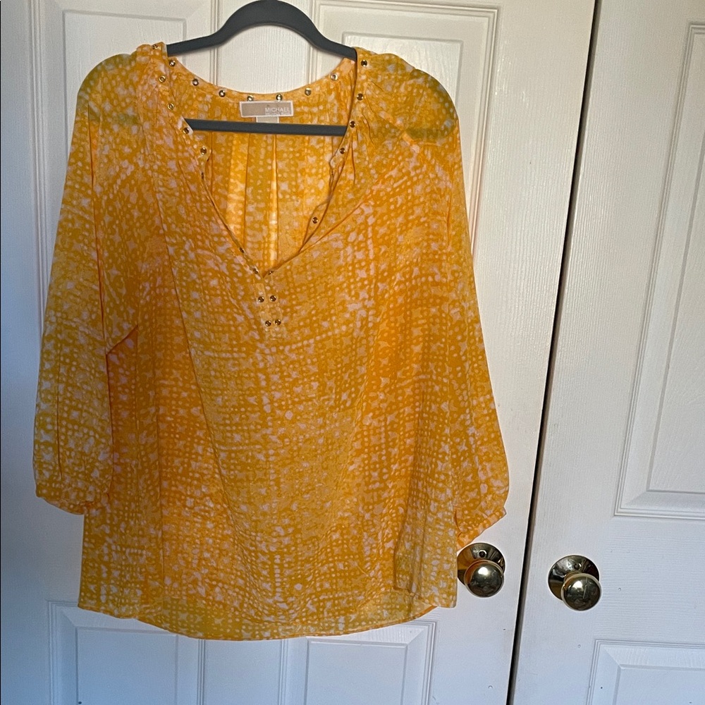Michael Kors Yellow Blouse with grommet  Accents 1X